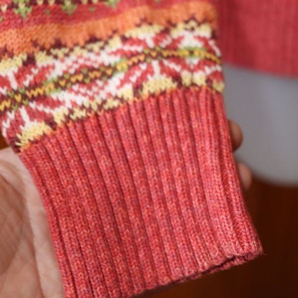 Tiara Vintage Orange Nordic Knit Cardigan Sweater LG - Picture 6 of 11